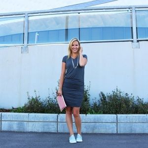 Grey ruched dress